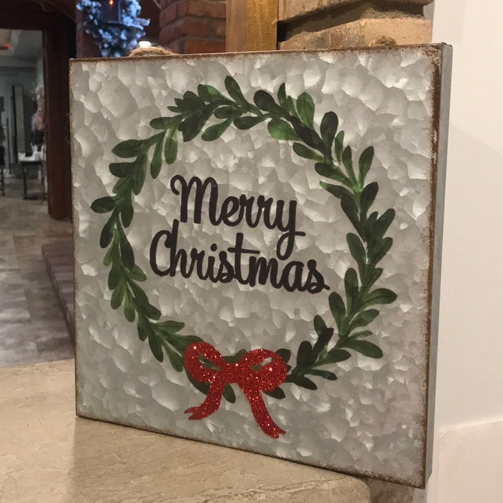 NWT Aluminum Metal Merry Christmas Sign